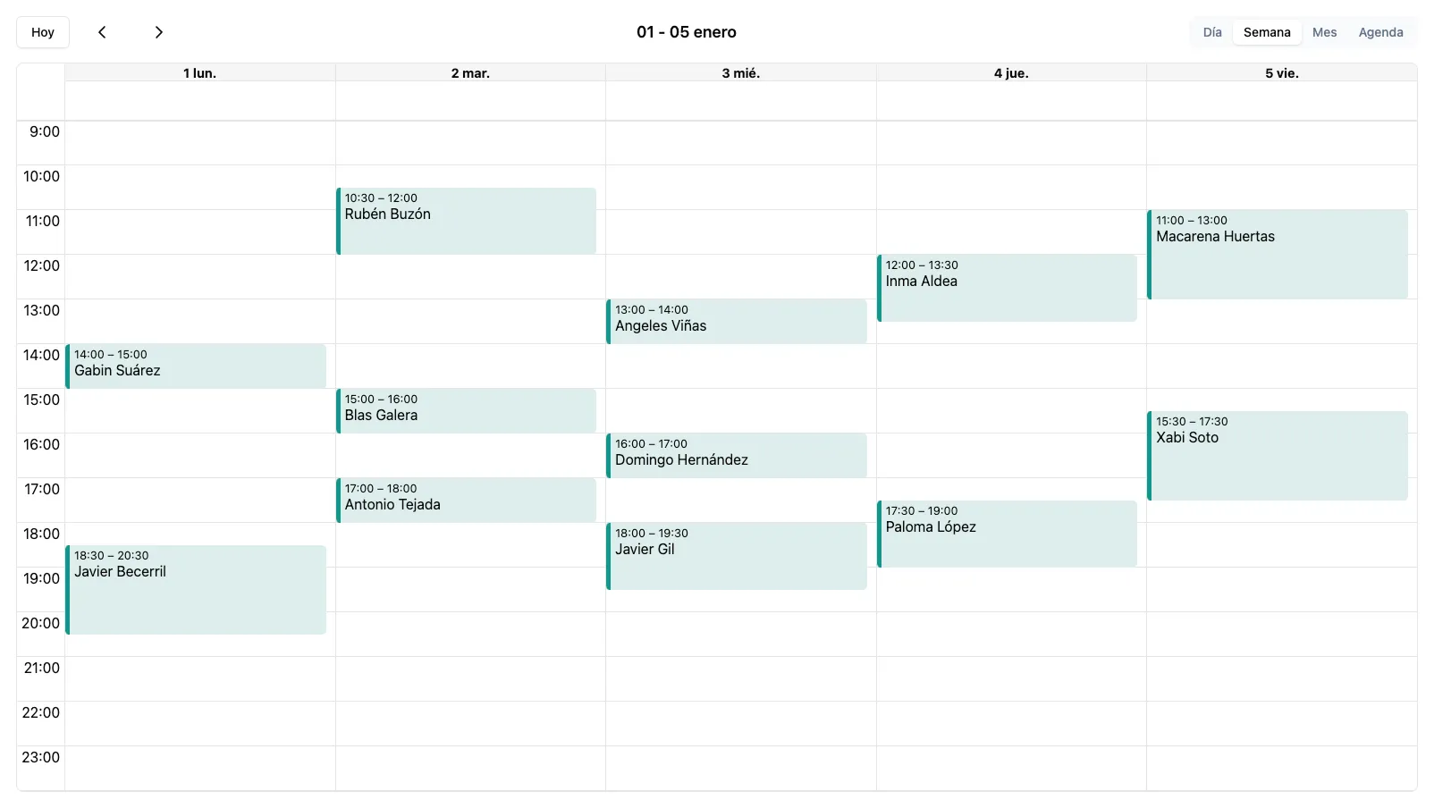 Imagen del calendario de Gabinsoft